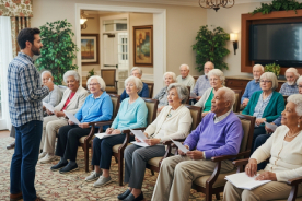 A group of seniors in a computer class.